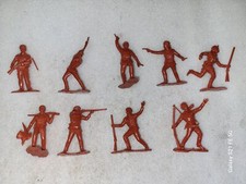 Marx Recast Boonesboro Pioneers 54mm Red Plastic Figures 9 Poses 9 Figures
