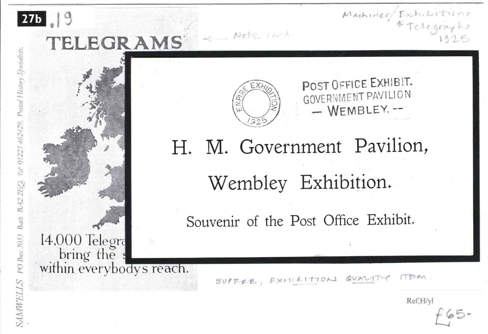GB 1925 Wembley Card GOVERNMENT PAVILION Machine Slogan EMPIRE