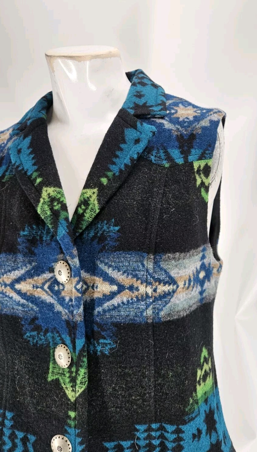 Pendleton Women's Vest Small Aztec Print Wool Bla… - image 2