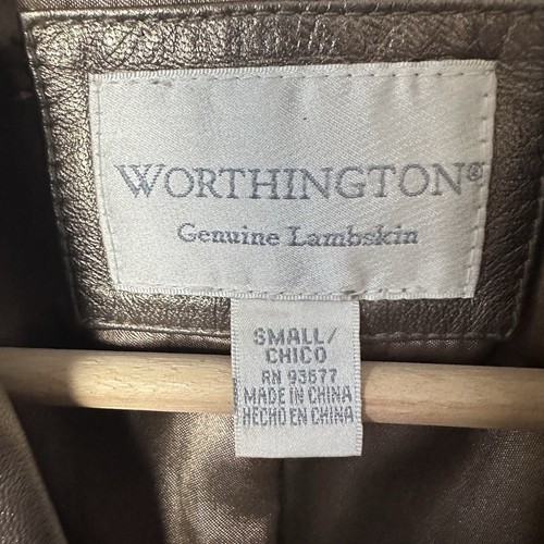 Chaqueta Worthington Cuero de Cordero Genuino Metálico Bronce Carrera Oficina S - Imagen 3 de 7