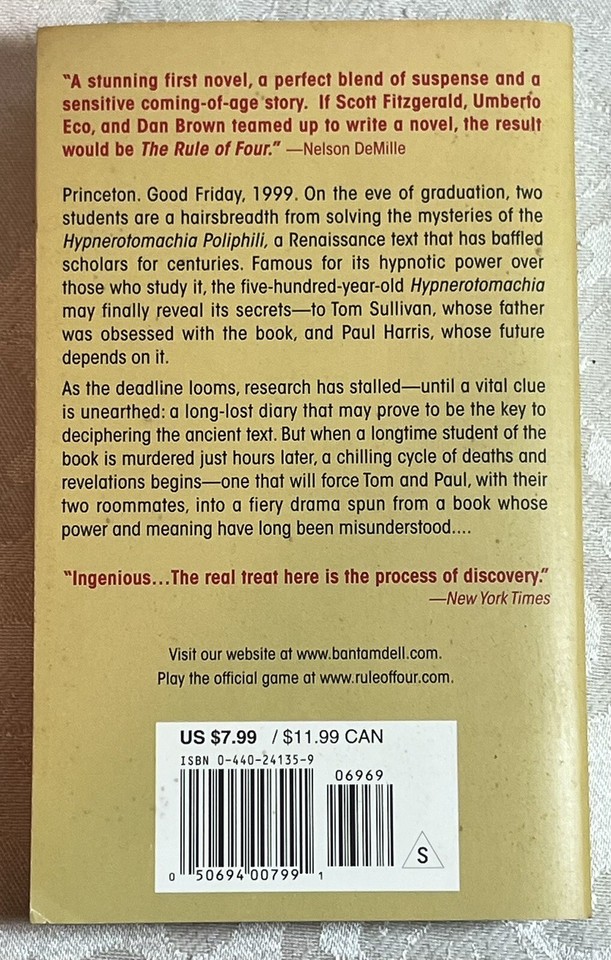 The Rule of Four by Ian Caldwell, Dustin Thomason (Mass Market Media