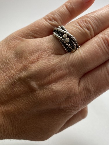 Pandora Sterlingsilber 14K natürlicher Diamant verschränkter Schönheitsring Größe 6 ausverkauft - Bild 15 von 16