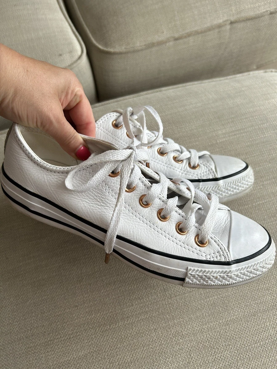 Ladies white leather sales converse size 5