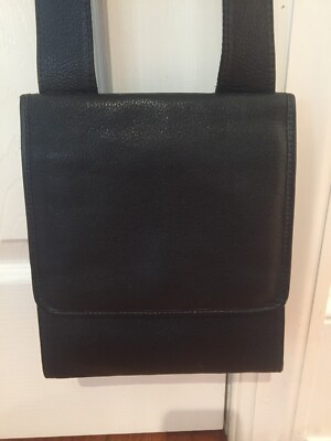 J.P. Ourse & CIE.Geneve Black Pebbled Leather Crossbody 