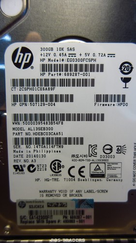 HP 507129-004 300GB 10K SAS 2.5" SFF 6G Hard drive - FROM PROLIANT ML350 G6 - Afbeelding 4 van 5