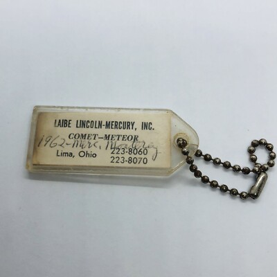 Vtg 1960s Laibe Lincoln Mercury Dealer Advertising Plastic Keychain - Lima OH