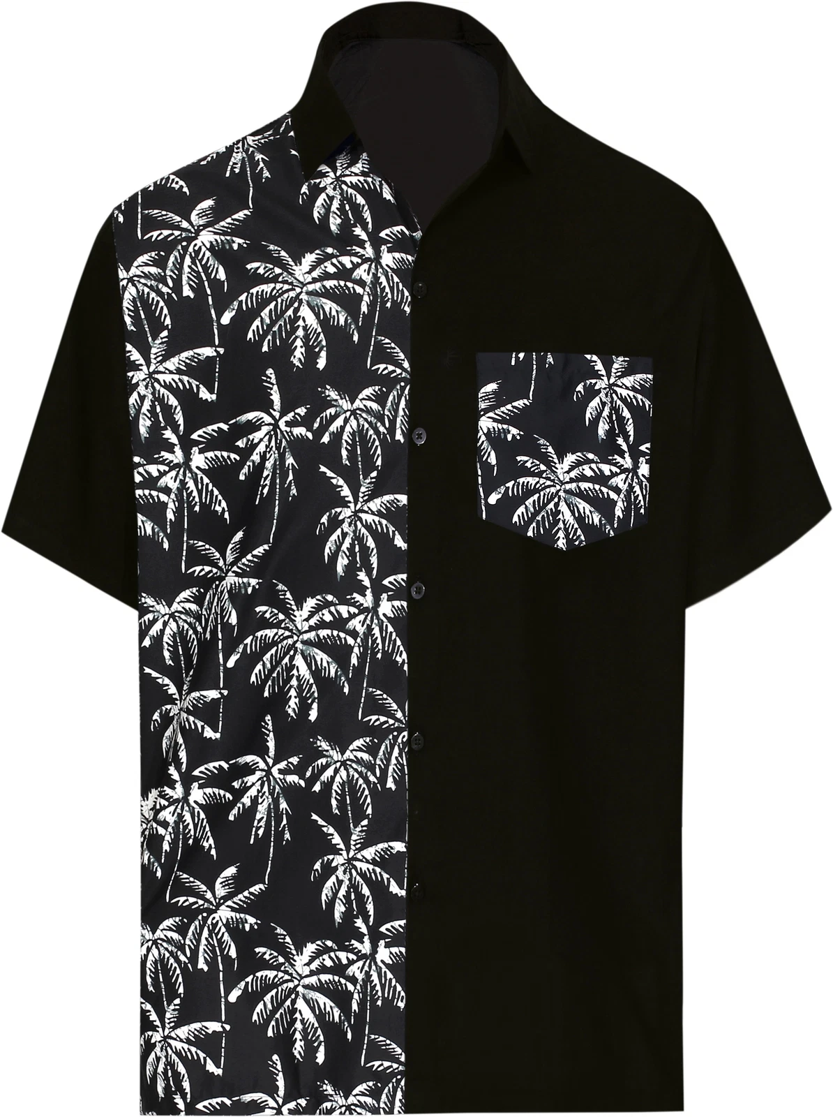 LA LEELA Men's Hawaiian Short Sleeve Button Down Shirts Plain, Black L