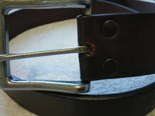 Men's Brown Genuine Leather Belt Pewter Buckle Size 36 R+