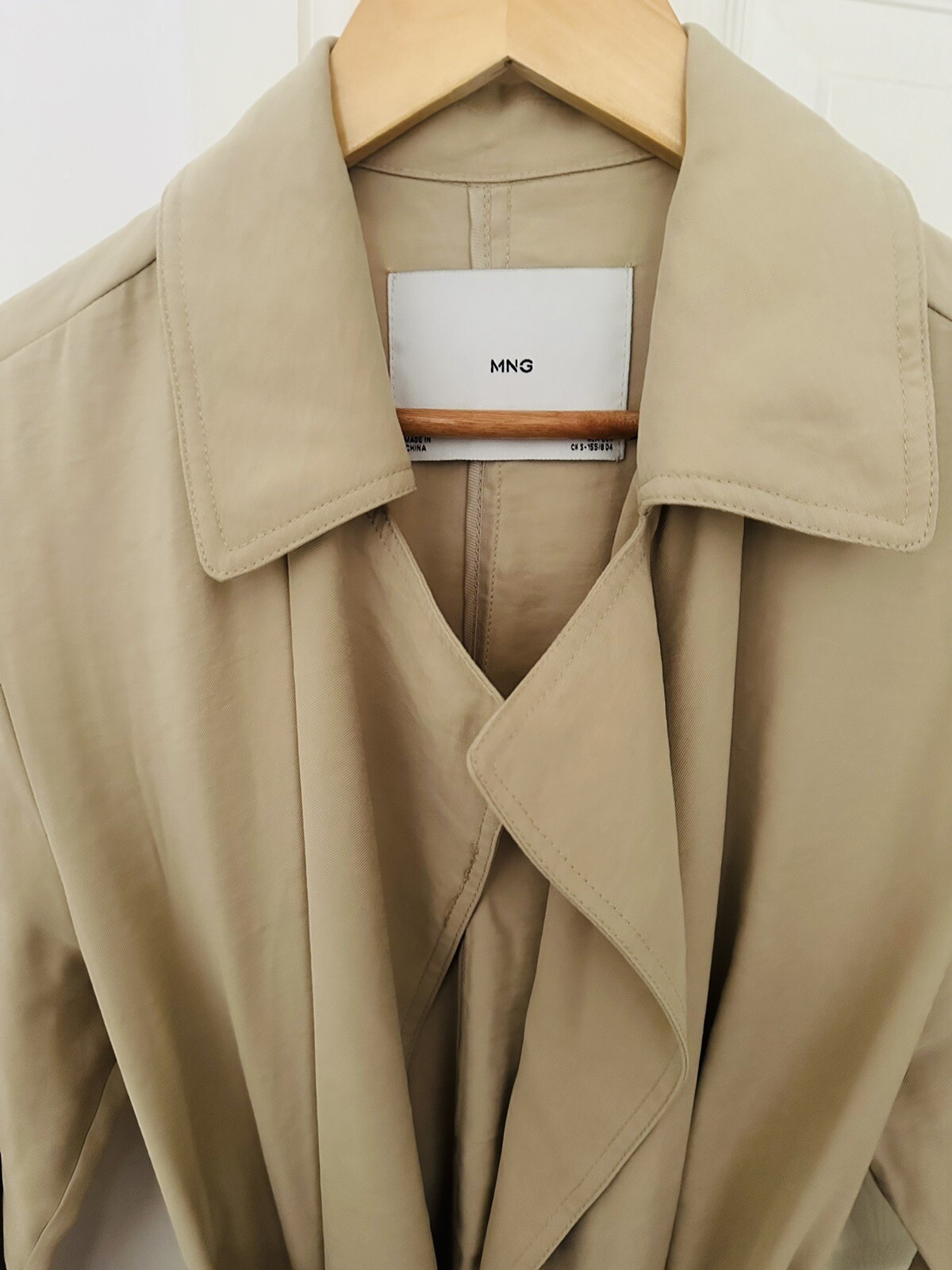 Mango Women’s Trench Mac Duster Coat Beige Size XS Designer Dupe Autumn