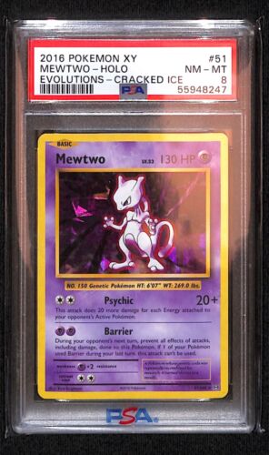 2016 POKEMON XY - EVOLUTIONS CRACKED ICE - MEWTWO HOLO - PSA 8 - Picture 1 of 2