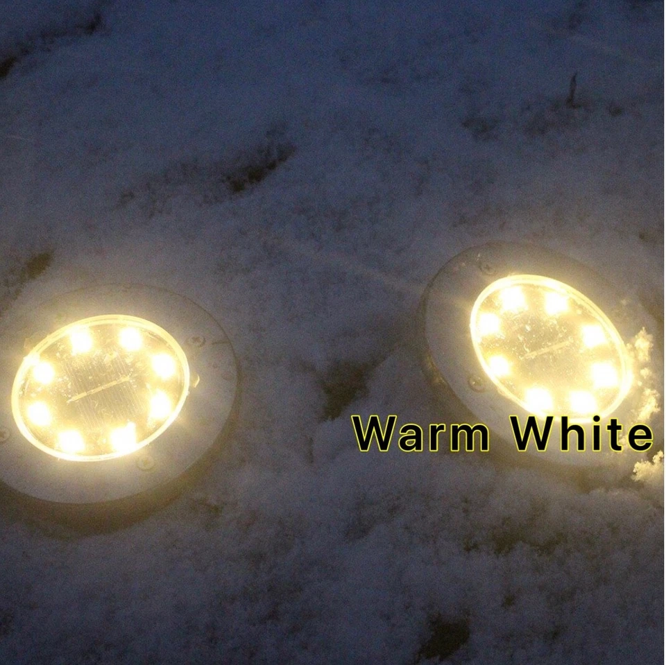 (PACK DE 12) Luces solares en el suelo al aire libre enterradas lámpara disco LED césped camino jardín Foto 3 de 4