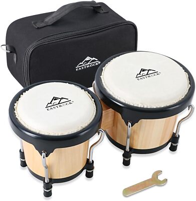 Eastrock Mini Bongo Drums Set 4 5 Inch Weatherproof Wood Great Gift For Kids