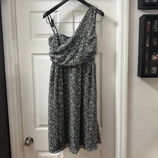 MM Couture by Miss Me Black White Floral One Shoulder Dress New With Tags sz L