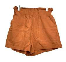 Shein Womens Shorts Medium Orange Elastic Waist Pull on Pockets Lightweight