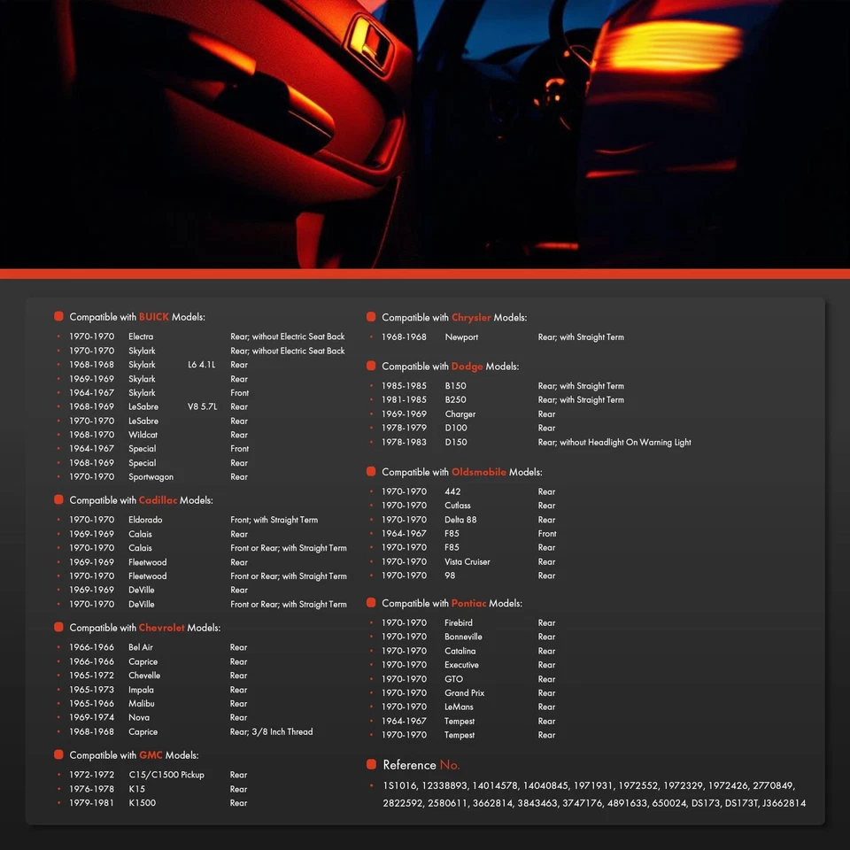 Interruptor de jamba de puerta para Chevrolet Camaro 1967-1973 Blazer GMC Dodge Charger Buick Foto 2 de 4