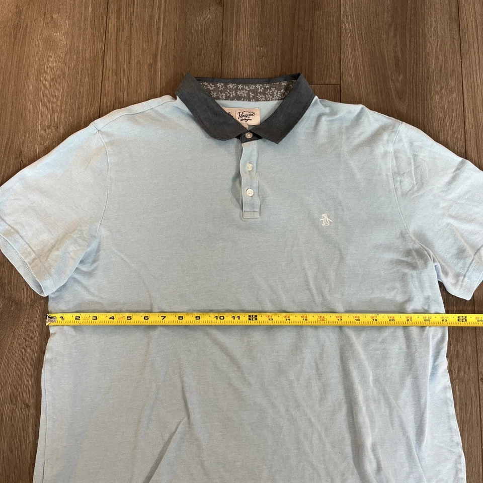 Penguin by Munsingwear Mens 2XL Knit Polo Shirt Light Blue Short Sleeve  - Image 4 of 4