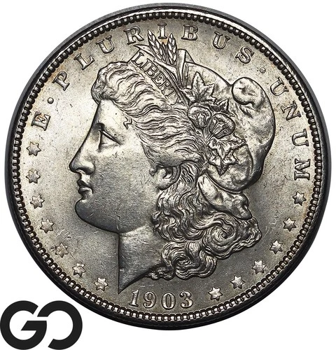 1903 Morgan Silver Dollar Coin, Choice Unc+