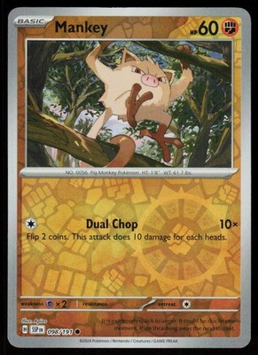 Mankey 098/191 Common Surging Sparks Pokemon Reverse Holo Near Mint