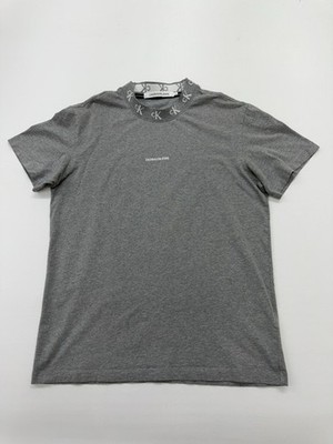 Calvin Klein Jeans Mens T-Shirt Grey Logo Size M Regular Crew Neck
