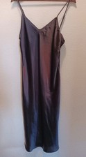 Vintage Black Satin Nightgown Lace-Up Side Cutouts Gilligan  O  Malley Size M