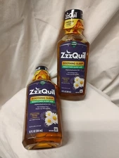 2 Pack Vicks ZzzQuil Soothing Sleep Nighttime Sleep-Aid Chamomile Honey 12 Fl oz