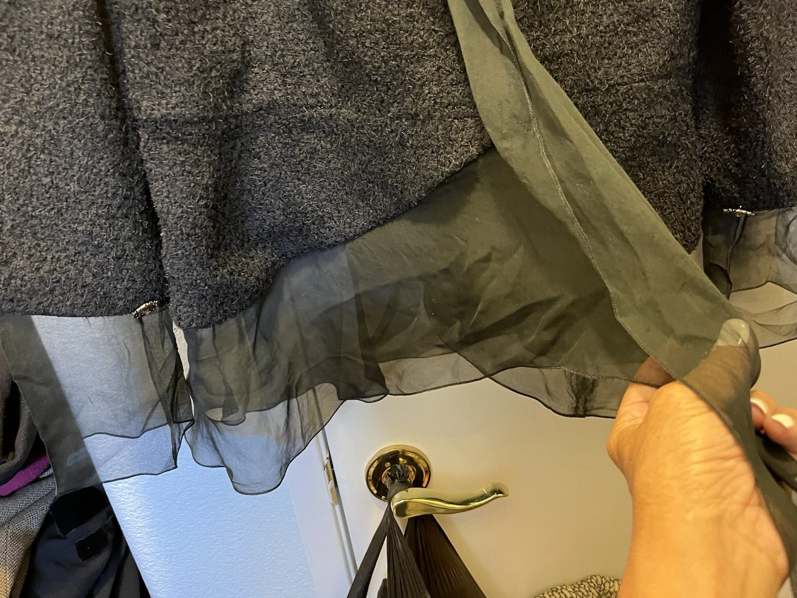 GIACCA CHANEL RUNWAY 2 CC BOTTONE~CC~FODERATA IN SETA SPLENDIDA NERA CHIFFON LANA NERA 44