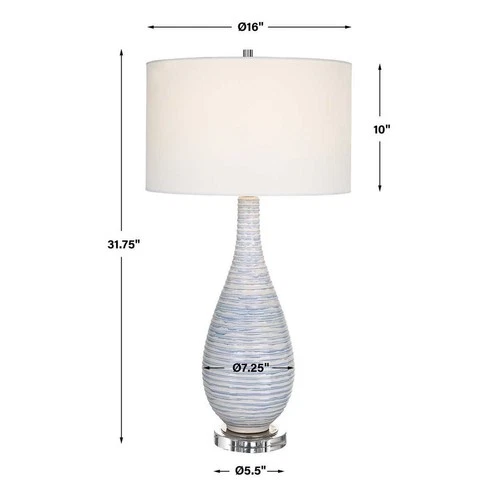 Uttermost 29998-1 Clariot Ribbed Blue Table Lamp - Picture 7 of 7