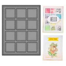 Dotted Square Frame Set Background Metal Cutting Dies for Card Making DIY Scr...