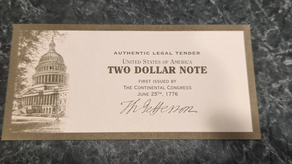 World Reserve Monetary Exchange 2 Dollar Bill Note Display With 2 Bills - Image 4 of 4