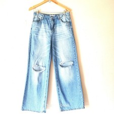 S.O.N.G. Light Wash Distressed High Rise Wide Leg Jeans 26 *OVERSIZED* (30x29)