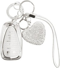 Compatible with Chevy Key Fob Cover,Keyfobs Covers with Bling Heart Keychain,Sty