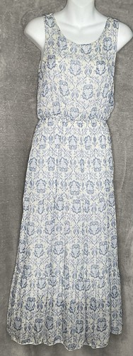 Lara Guidotti Blue White Small Womens Maxi Dress Floral Made In Italy