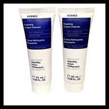 2 x Korres Foaming Cream Cleanser Greek Yoghurt 0.68 fl.oz. 20 ml Travel Size