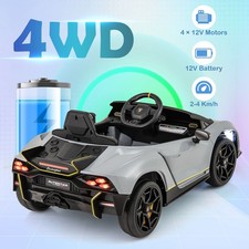 Battery Powered 4WD Sports Toy Car Lamborghini Licensed 12V Ride on Car-Grey