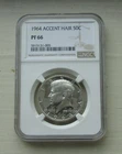 1964 Kennedy Half Dollar 50c Accent Hair NGC PF66