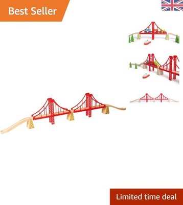 Erhöhen Sie die Spielzeit mit unserer doppelt hängenden Holzeisenbahnbrücke für Alter 3+