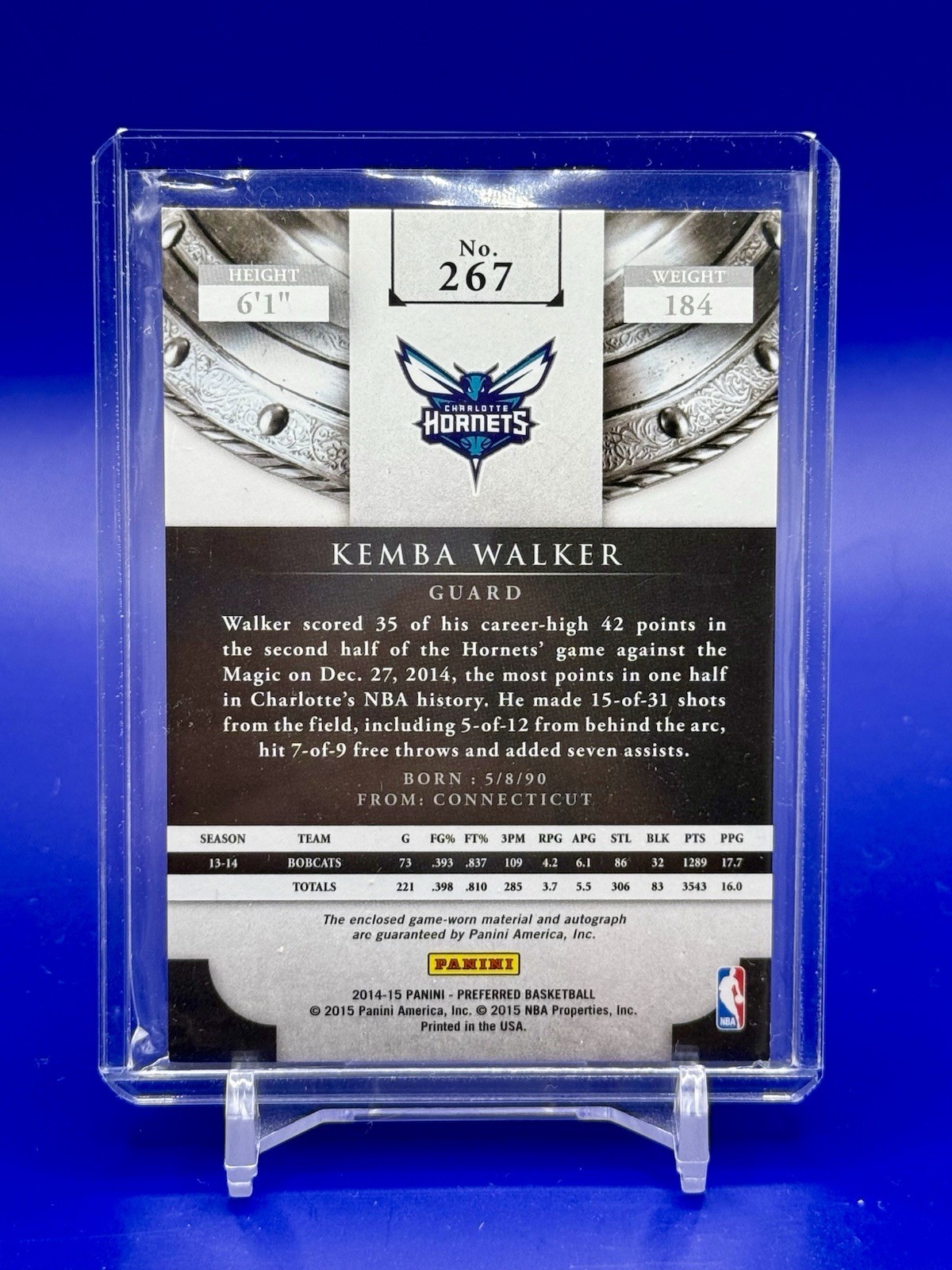 2014-15 Panini Preferred Silhouettes Kemba Walker JSY Patch Auto /35 on-card view 2