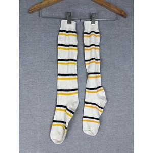 Vintage Striped Knee High Socks White Yellow Retro Rugby Football 40s 50s