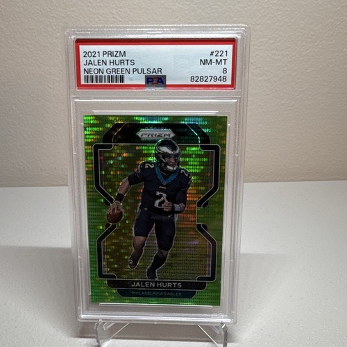 Panini Prizm 2021 Jalen Hurts #221 Neon Green Pulsar PSA 8 Eagles NFL