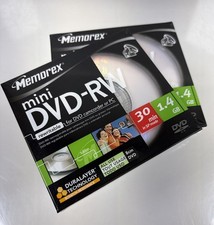 New Lot 2 Memorex Mini DVD-RW Recordable DVD Camcorder PC 1.4 GB 30 Min Sealed