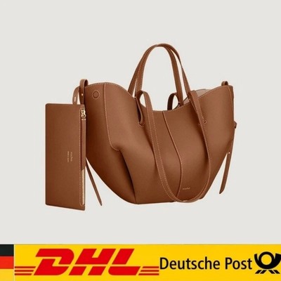 Women Fashion Wings Bag Cowhide Bucket Bag Tote Large Capacity Commuter Bag DE
