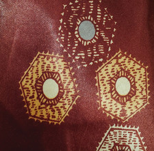 1940s 1950s  BOLD VINTAGE  MENS TIE  RED  ORANGE  HEXAGONS  48"