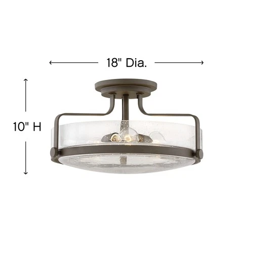 Hinkley Lighting 3643-CS Harper 3 Light 18"W Semi-Flush Ceiling - Bronze - Picture 4 of 12