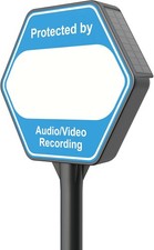 QIBOX Solar Security Yard Sign, Audio/Video 11.8 x 11.8 inch, Blue/Grey