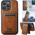 Magnetic Men's Leather Card Removable Wallet Stand Phone Case For iPhone/Samsung