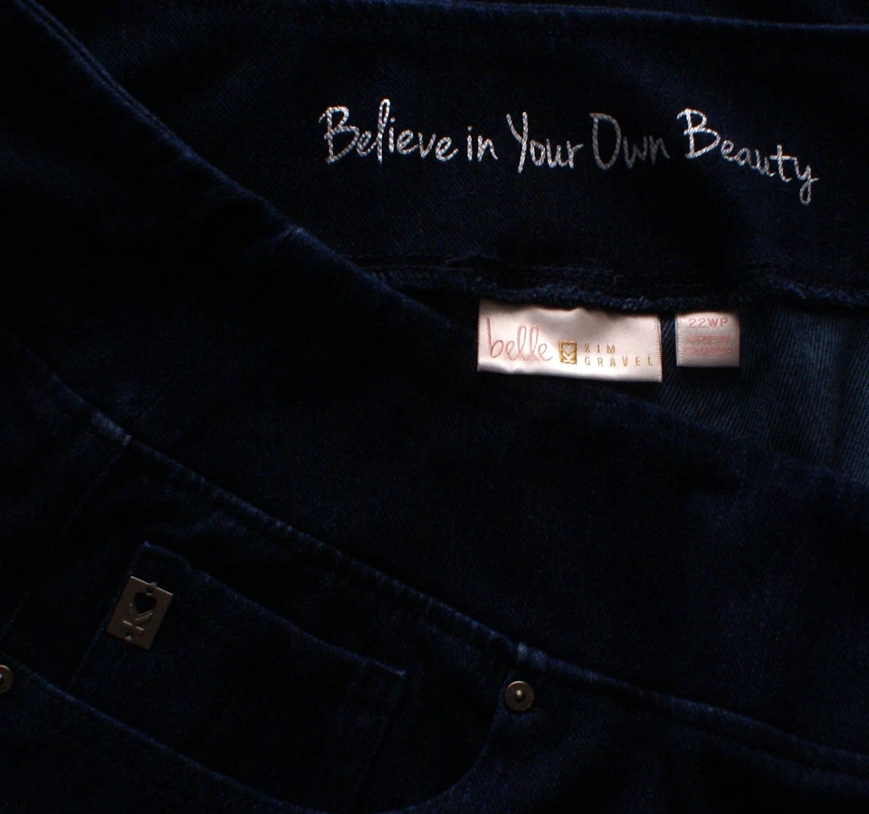 Belle Kim Gravel Stretch Pull On Knit Denim Pants Blue Jeans Womens 22W P(39X28) - Image 3 of 3