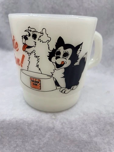 vintage coffee mug milk glass advertising
