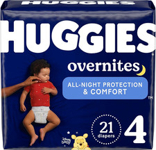 Nighttime Baby Diapers Size 4, 21 Ct, Overnites, White
