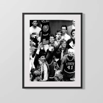 FSPRINTS NC State Autograph Print - Jim Valvano 1983 Champs - Never Give Up