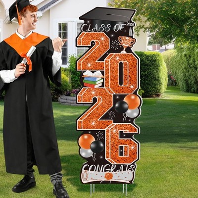Graduation Yard Signs 47.2x15.63'' Orange Class of 2026 - Perfect for Parties